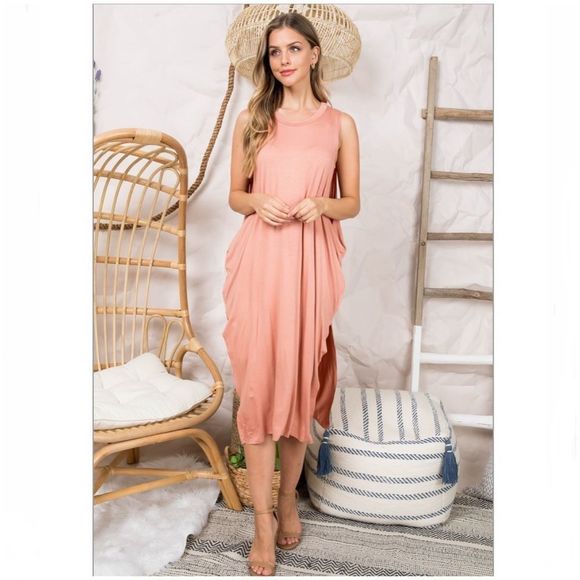 Elena Side Slit Overlay Casual Marsala Dress Small - Picture 3 of 12